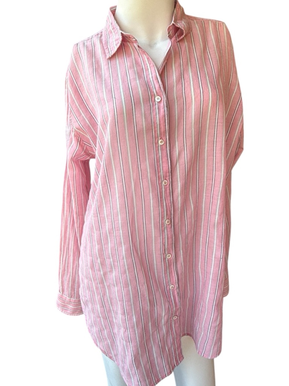 Xirena pink striped lightweight cotton button down shirt Med